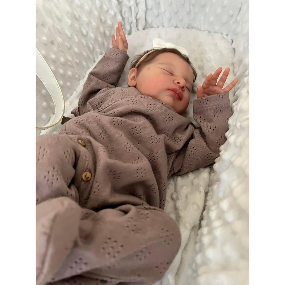 Realistic Reborn Baby Dolls – 18-Inch Real Life Sleeping Newborn Girl, Lifelike Doll with Weighted Soft Body, Handmade Gift Toy with Accessories