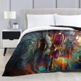 thumbnail image 2 of Bedding Blanket ，Colorful Demon Warrior Print Blanket，Fluffy Warm Throw Over, 2 of 4
