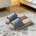 thumbnail image 5 of Women's Fuzzy Slippers Winter Warm House Shoes Anti-Skid Rubber Sole Faux Fur Sandals Slip On Open Toe Bedroom Indoor Outdoor Slipper Navy 10-10.5, 5 of 5