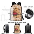 thumbnail image 4 of Binienty Capybara Bookbag For Girls With Lunch Box and Pencil Case Set Kids School Backpack with Front Compartment Zipper Pencil Pouch 17 Inch School Bag Thermal Box, 4 of 7