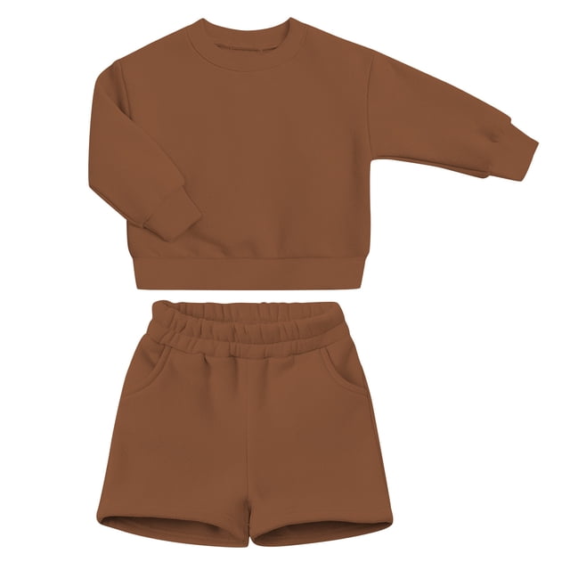 Besolor Ensemble 2 Pcs pour Bébé Fille, Sweat à Manches Longues Col Rond et Shorts à Taille Élastique