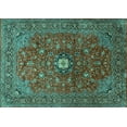 thumbnail image 1 of Ahgly Company Indoor Rectangle Medallion Turquoise Blue Traditional Area Rugs, 7' x 9', 1 of 4