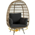 thumbnail image 1 of Silla Huevito Sobredimensionada con Giro 360°, Silla de Rattan con 4 Cojines Gruesos, Diseño para Exterior y Todo Clima, Capacidad 350 lbs, 1 of 5