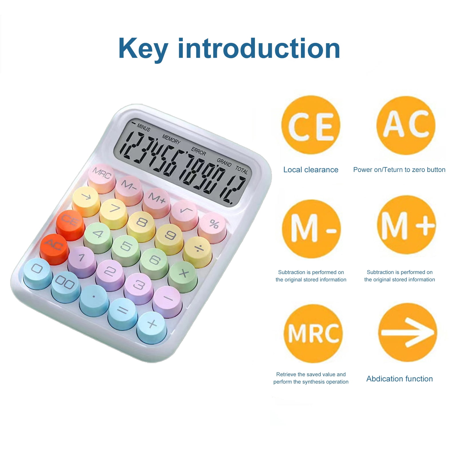4PC Students 10-Digit Wallet Size Handheld Calculator Round Button Candy Color Vintage Desktop Calculator Portable Easy to Use  for Home Basic Office Business
