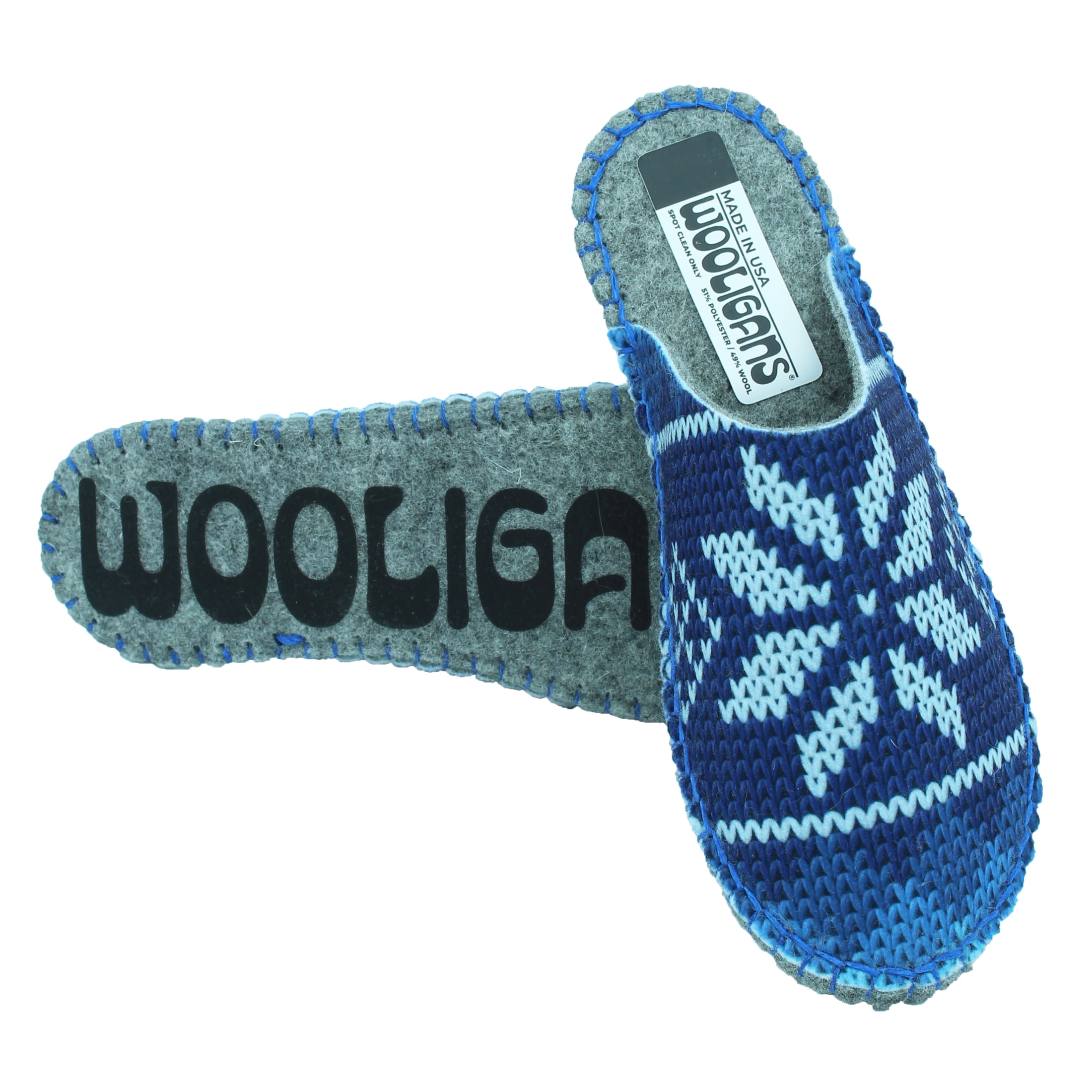 WOOLIGANS DIY Slipper Sewing Kit, Hand Stitch Felt Slipper Craft Kit, Beginner Needlecraft for Adults & Teens, Blue Snowflake, Women’s US Size 7/8
