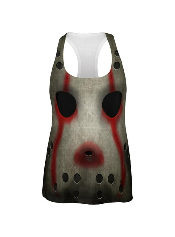 Halloween Horror Movie Hockey Mask Costume All Over Womens Work Out Tank Top Multi 2XL