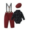 thumbnail image 2 of CARETOO Baby Boy Clothes 0-18 Months Formal Long Sleeve Print Dress Shirt Suspender Pants Outfit 4pc, 2 of 13