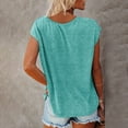thumbnail image 3 of YEJIMAN Green Cotton Tshirts For Women, Polyester,Spandex,cotton Patriotic Shirts For Women, Women Cap Sleeve Summer Casual Tops V Neck Solid Color Casual Shirts Loose Fit Blouse, 3 of 5