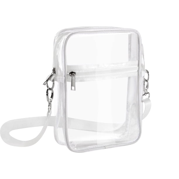 Bolso transparente para estadio | Bolso bandolera de PVC para el trabajo, viajes y controles de seguridad | Bolsillo frontal para llaves y tarjetas