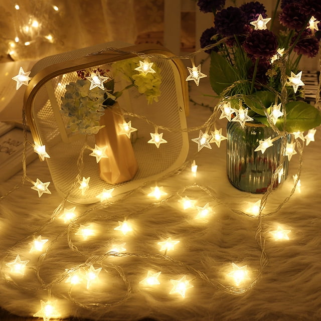 Luces de estrellas LED, luces pequeñas, luces intermitentes, luces de cadena, luces decorativas para dormitorio, diseño de sala de bodas, bombillas navideñas