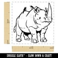 thumbnail image 2 of Jolly White Rhinoceros with Bird Friends Self-Inking Rubber Stamp Ink Stamper - Lime Green Ink - Small 1 Inch, 2 of 7