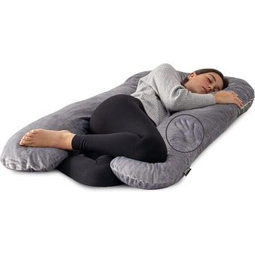 U Shaped Total Body Support Pillow Memory Foam with Washable Cover (54in, Velour Grey)