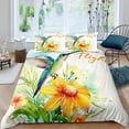 thumbnail image 2 of Duvet Cover Queen Size Tropical Flowers Birds Comforter Bedding Set Yellow, 2 of 6
