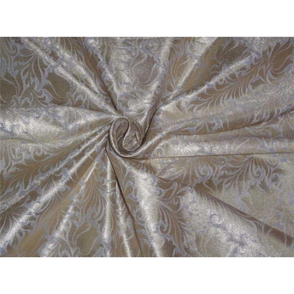100% cotton brocade fabric ivory with gold metallic color 44" wide BRO543[2]