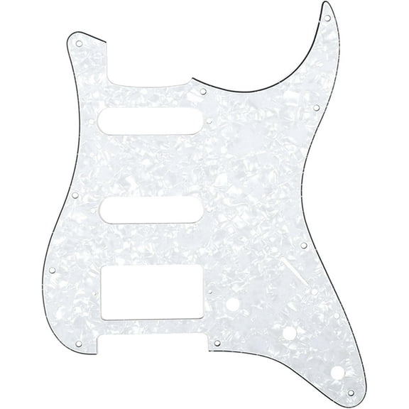 HSS 11 Hole Strat Guitar Pickguard Scratch Plate for Fender USA/Mexican Made Standard Stratocaster Modern Style Parts,4Ply White Pearl