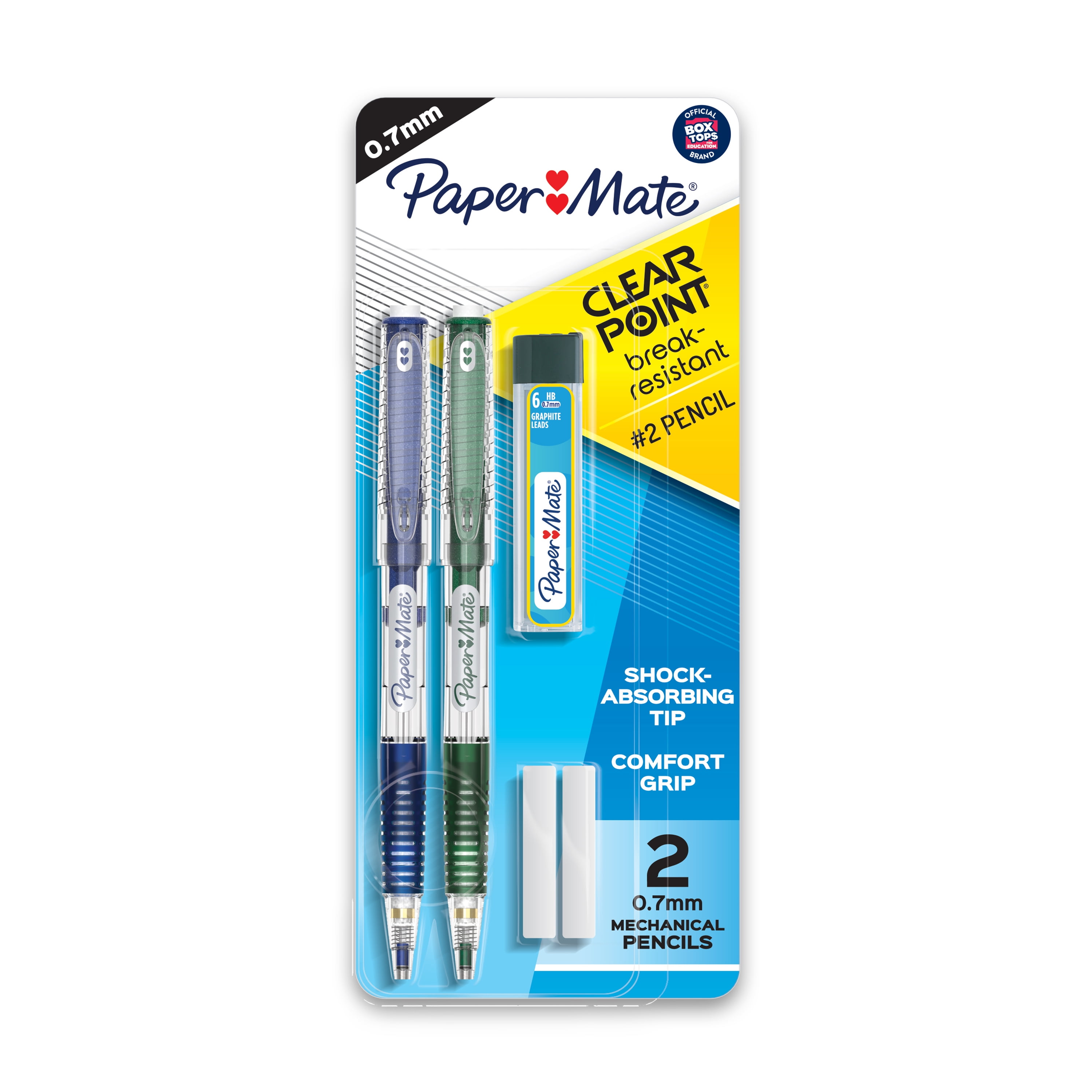 Een bezoek aan grootouders goochelaar Ziektecijfers Paper Mate Clearpoint Mechanical Pencils, HB #2 Lead (0.7mm), with Lead  Refill Set and 2 Erasers - Walmart.com