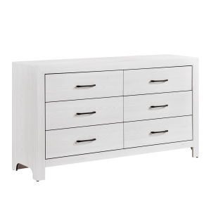 Contemporary Corbin Dresser with White Finish and Black Metal Hardware