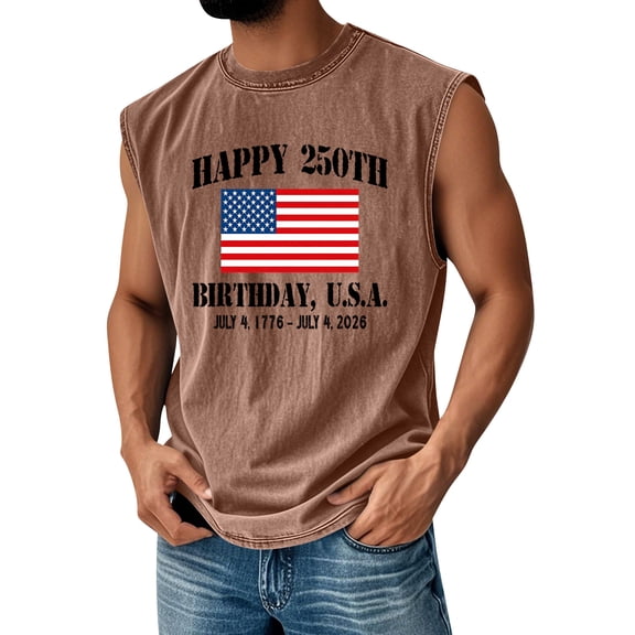 American Flag Tank Top Men 4th of July Shirts USA Print Patriotic Sleeveless Muscle Tee Tops
