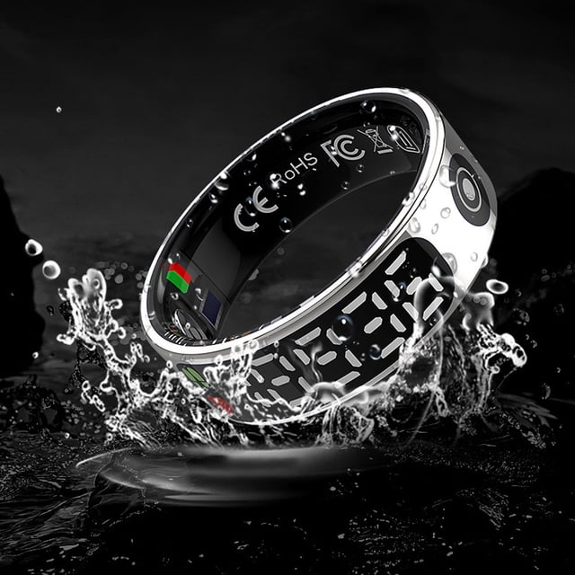 Ring Smart Ring Sports Sleep Monitoring Control Stainless Steel Health Tracker Ring with Display Screen
