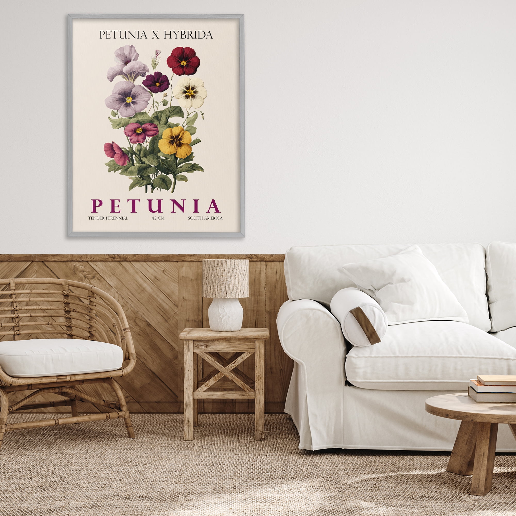 Stupell Industries Natural Petunia Bundle Gray Framed Giclee Art, design by Christopher Giampietro