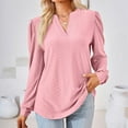 thumbnail image 2 of POIUYTR Long Sleeve Shirt for Women Casual V-Neck Loose Fit Tunic Blouse Fashion Solid Color Dressy Pullover Tops 2024 Fall Outfits, 2 of 5