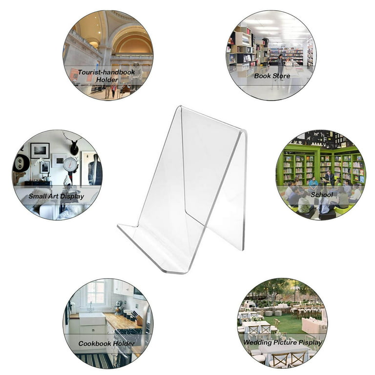 Boloyo Acrylic Book Stand with Ledge,6PC 4 Inch Clear Acrylic