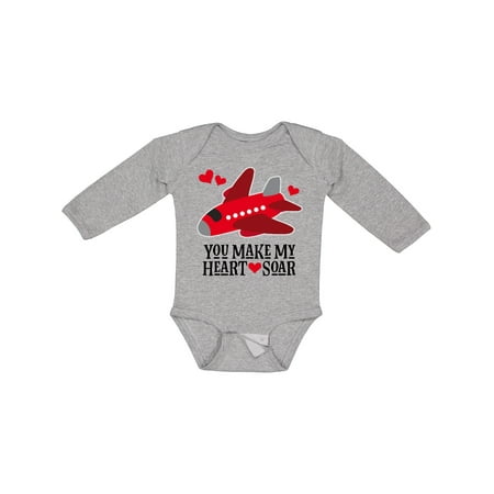

Inktastic Valentines Day Airplane Hearts Boys or Girls Long Sleeve Baby Bodysuit