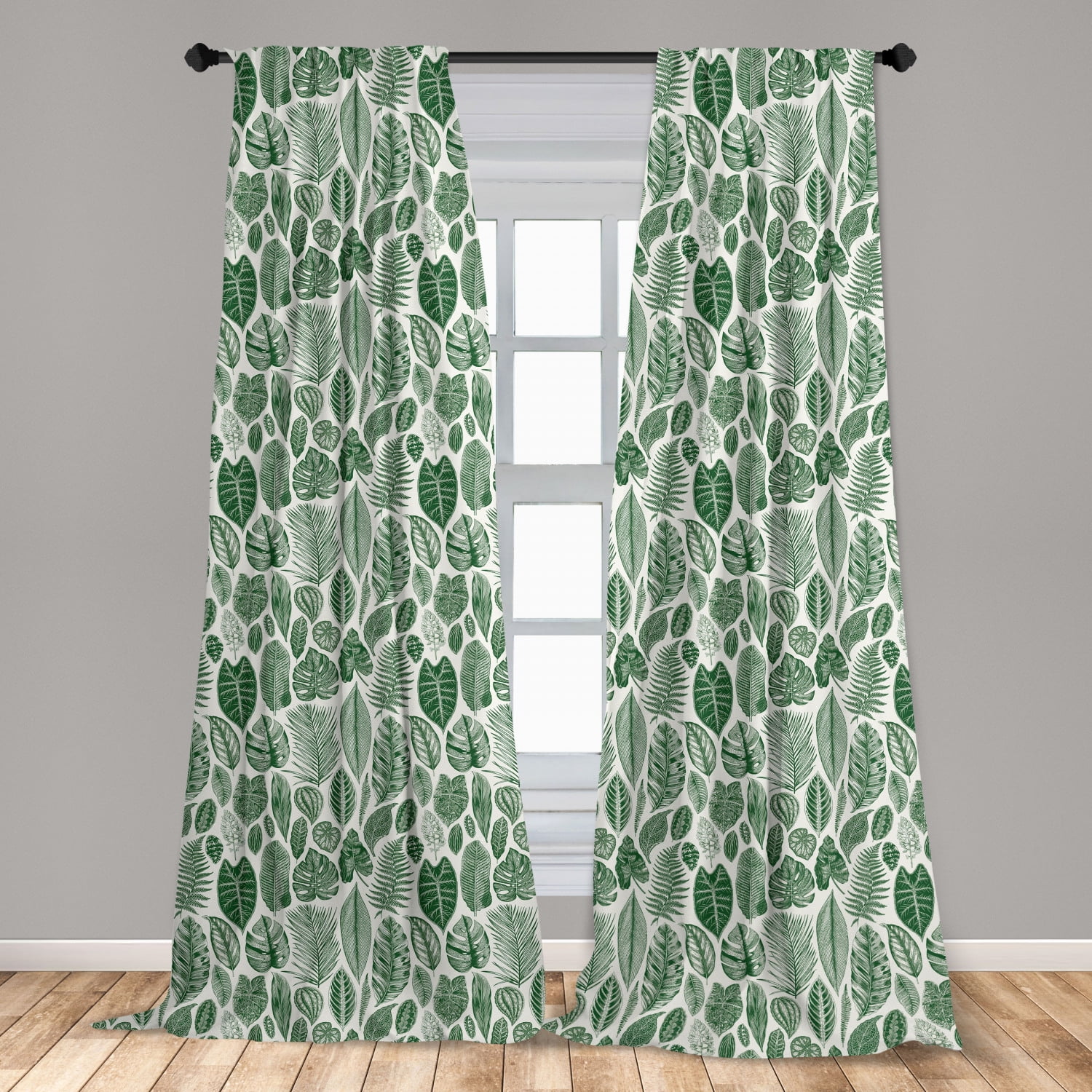 Pier One Imports NEW Moss Green Floral And Leaf Design Curtain Panel Set Of 2 