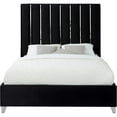 thumbnail image 3 of Maykoosh Timeless Tradition Modern , Contemporary Velvet Upholstered Bed with Deep Channel Tufting and Chrome Accent Design-Color:Black,Size:King, 3 of 10