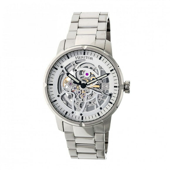 Reloj Heritor Ryder Skeleton Automático para Hombre Plateado