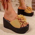 thumbnail image 4 of Women's Wedge Sandals Slip on Slides Platform Round Open Toe Backless Fish Mouth Comfortable Slipper Dressy Summer Casual Shoes Yellow 9.5(43), 4 of 9