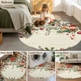 thumbnail image 5 of Round Rugs 7 Ft, Red Christmas Non Slip Area Rugs for Kitchen Bedroom Entryway, Xams Tree Winter Poinsettia Pine Cones Farmhouse Washable Carpet Runner Rug Floor Mats for Bedroom Home Decor, 5 of 9