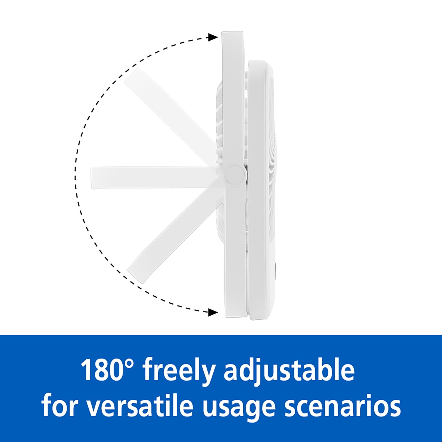 Mainstays 4 in 3-Speed Portable Rechargeable Foldable Fan with Lighted Button, White, Model FN1041NW