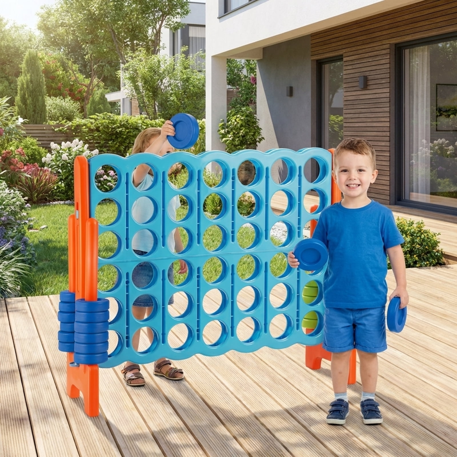 Redsmile 4 in A Row 4-to-Score Giant Jumbo Game Set for Family Party Holiday Multicolor - Outdoor Backyard Lawn Party Game for Kids Adults