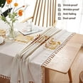 thumbnail image 3 of Nvzi Rustic Rectangular Tablecloth Tassel Plaid Table Cloth Burlap Farmhouse Linen Tablecloths for Dining Kitchen Room Tabletop Decoration Zebra Print Golden Rectangle/Oblong 55 X 70 in, 3 of 4