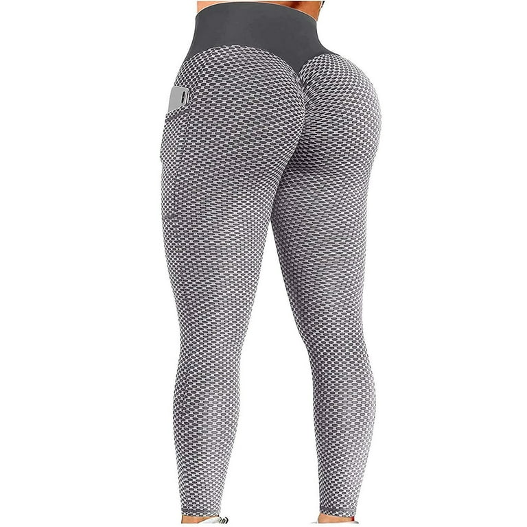 Guvpev 2pc Ladies Fashion Jacquard Pocket Big Butt Yoga Pants Sports  Fitness Pants 