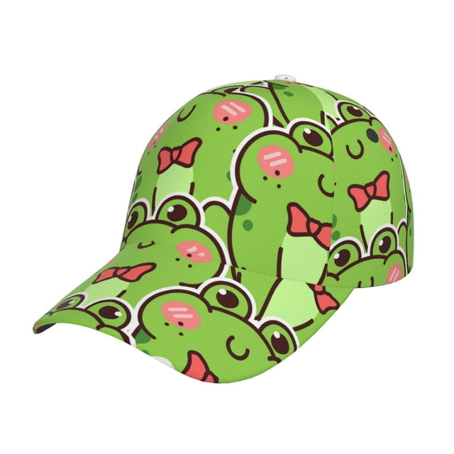 Balery Cute Green Frog Gorra de béisbol de tamaño ajustable para correr, entrenar y actividades al aire libre. Gorra de papá para todas las estaciones.