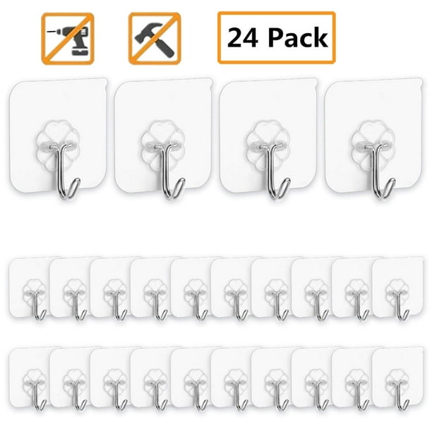 Lnkoo Adhesive Hooks Utility 24 Packs 22lbs Heavy Duty Wall Waterproof Reusable Seamless Sticky Hook For Bathroom Kitchen Door Ceiling And More Transpa Command Com - How To Use Sticky Wall Hooks