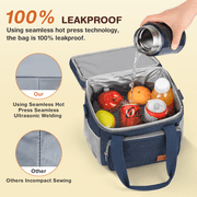 17L Expandable Insulated Lunch Box Bag for Women/Men, Leak-Proof & Freezer-Safe, Double Deck Design with Adjustable Shoulder Strap & Side Pocket for Work, Camping, Picnic, Beach, Blue