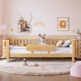 thumbnail image 2 of Bellemave Twin Size Bed with Removable Rails, Solid Wood Montessori Bed with Headboard and Footboard, Rounded Corners Twin Platform Bed with Fence, No Box Spring Needed, Natural, 2 of 8
