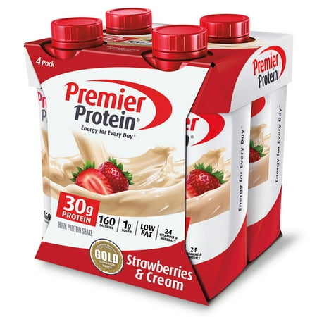 Premier Protein Strawberries & Cream High Protein Shakes, 11 fl oz, 4 (Best Protein Drink To Build Muscle)