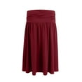 thumbnail image 4 of WTOBBY Women's Below Knee Length Solid Color Ruched Flowy Midi Skirt with Side Pockets, Regular Fit Casual Elegant Skirt for Office Work and Everyday Sophisticated Wear,Wine S, 4 of 4