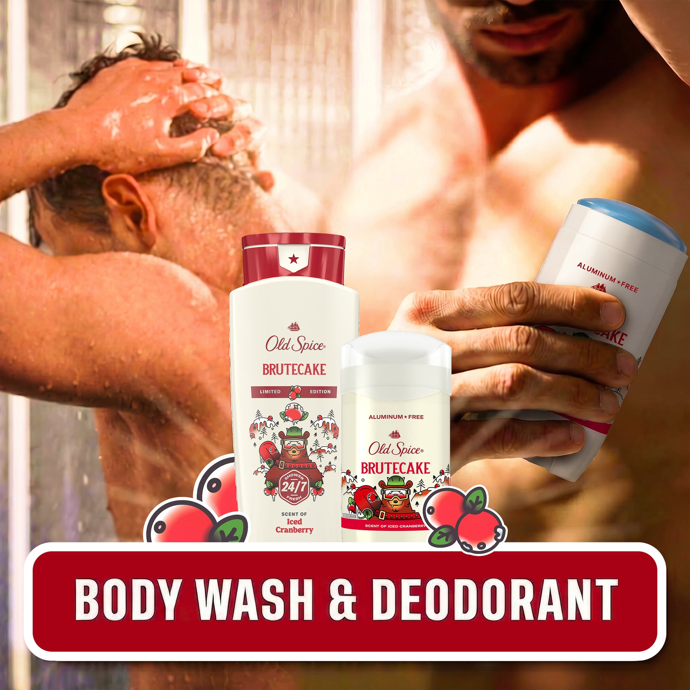 Old Spice Men's Body Wash, BruteCake, Scent of Iced Cranberry, Long Lasting, Cleanse & Refresh, 16 fl oz
