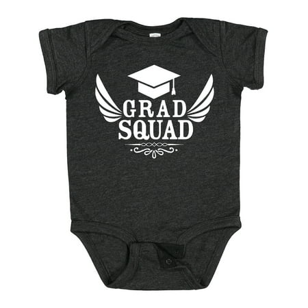 

Inktastic Grad Squad with Graduation Cap and Wings Gift Baby Boy or Baby Girl Bodysuit