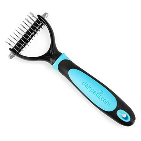 DakPets Dematting Tool for Dogs & Cats - Professional Rake Brush Grooming Comb for Undercoat