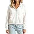 thumbnail image 3 of Drawstring Zip Up Hoodies for Women Fashion Solid Color Long Sleeve Hooded Pocket Zipper Drawstring Pocket Sweatshirts Jackets Fall Winter Track Jackets with Pockets, 3 of 5