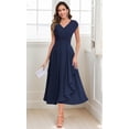 thumbnail image 4 of Vestido HYY con estampado floral brillante, largo, cuello en V, para madre novia, color burdeos, 4 of 7