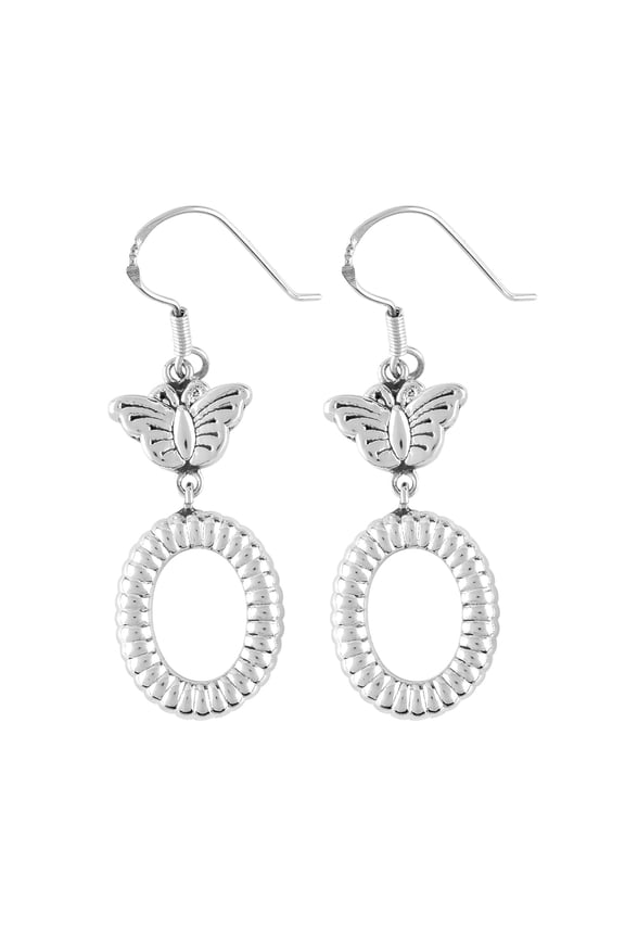 Oxidized 925 Sterling Silver Loop Dangle Drop Charm Earring for Women Bridal Handmade Wedding Textured Jewelry Gift for Brides