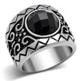 thumbnail image 1 of Bague en Acier Inoxydable Poli avec AAA Grade CZ en Jet - Taille 11, 1 of 1
