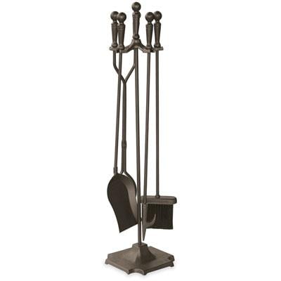Uniflame F-1634 Bronze Fireplace Tools With Ball Handles And Pedestal Base - 5 Piece